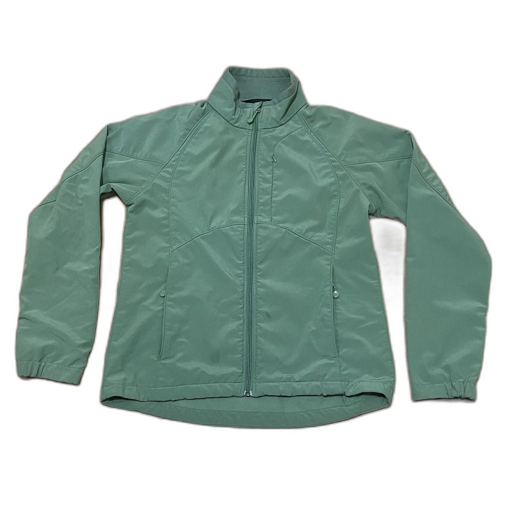 BLACK DIAMOND Jacket Women Sz Medium Solid Green Long Sleeve Full Zip Moto Neck